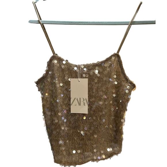 Nwt- Zara 2 pc sequins pants & top set-M - Picture 2 of 6
